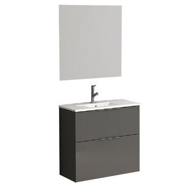 Eviva Galsaky 24″ Modern Bathroom Vanity Wall Mount with White Integrated Porcelain Sink Vanity Eviva Grey